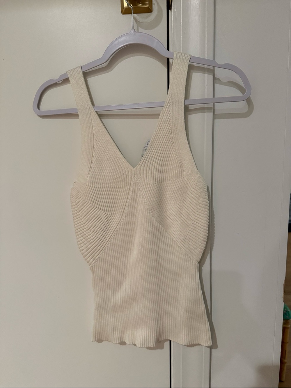 Zara white ribbed top with tag